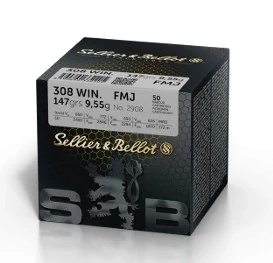 Puškové náboje Sellier & Bellot .308 WIN. FMJ, 147 grs/ 9,55 g - bulk 50 ks